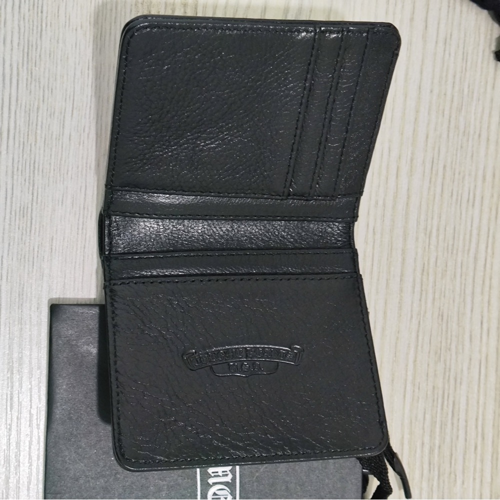 Chrome Hearts Black Leather Money Clip with Red Tongue Patch - Picture 4 of 10